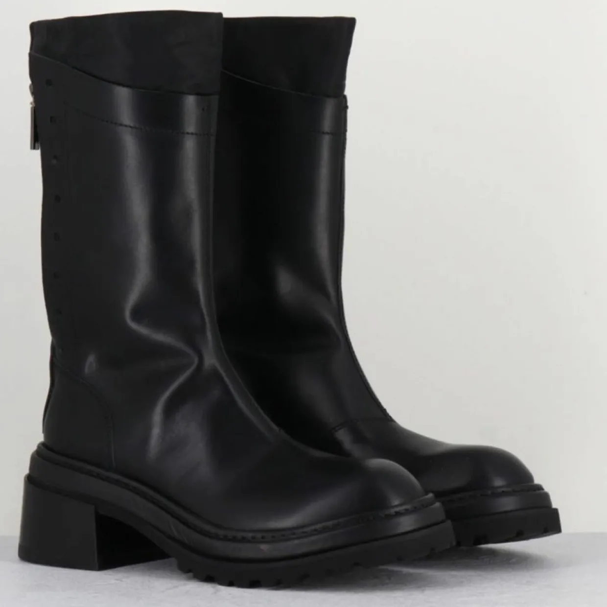 Boots en Cuir noires - Talon 5 cm-Lemargo Discount