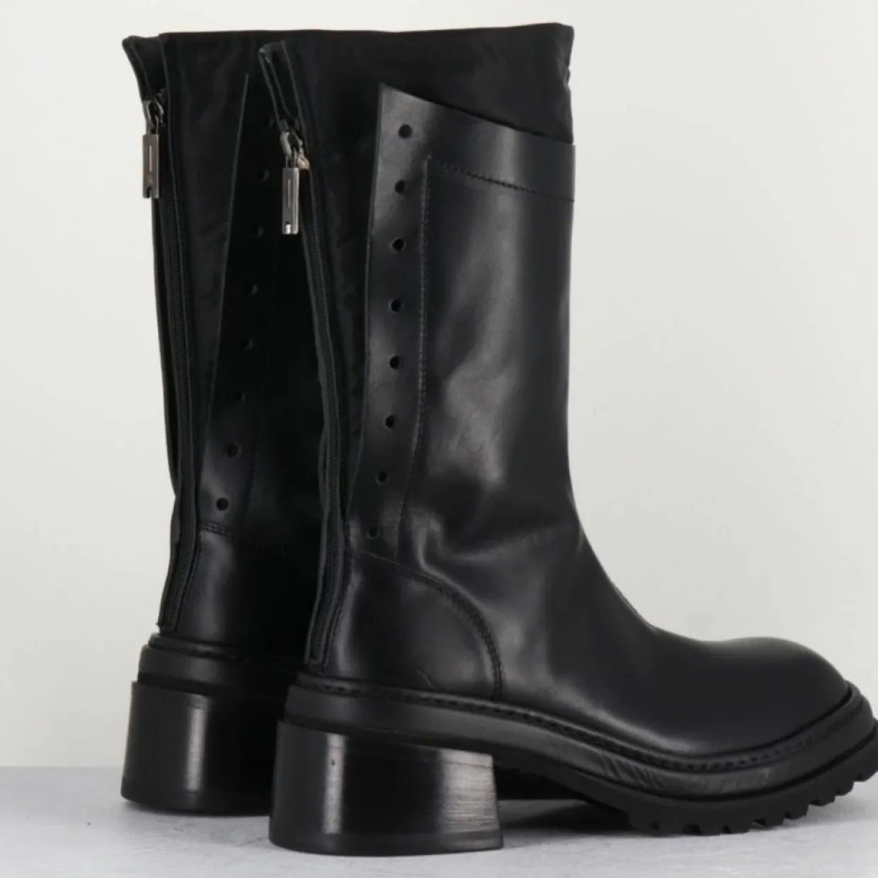 Boots en Cuir noires - Talon 5 cm-Lemargo Discount