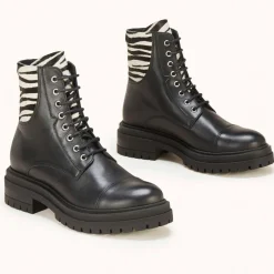 Boots en Cuir Verenice noires-Cosmoparis New