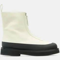 Femme Neous Bottines^Boots en Cuir Zip écrues