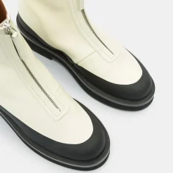 Femme Neous Bottines^Boots en Cuir Zip écrues