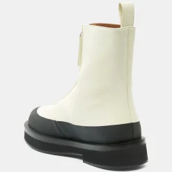 Femme Neous Bottines^Boots en Cuir Zip écrues