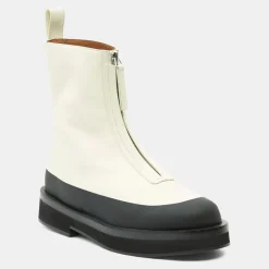 Femme Neous Bottines^Boots en Cuir Zip écrues
