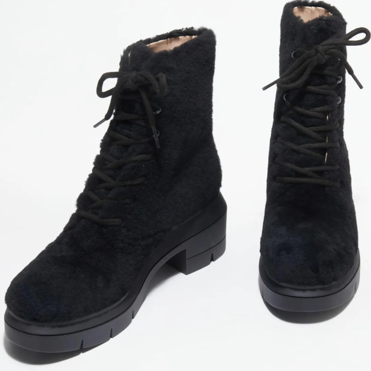 Boots en Peau de Mouton Nisha noires - Talon 7,5 cm-Stuart Weitzman