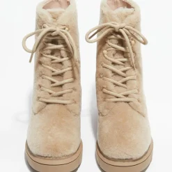 Femme Stuart Weitzman Bottines^Boots en Peau de Mouton Nisha beiges - Talon 7,5 cm
