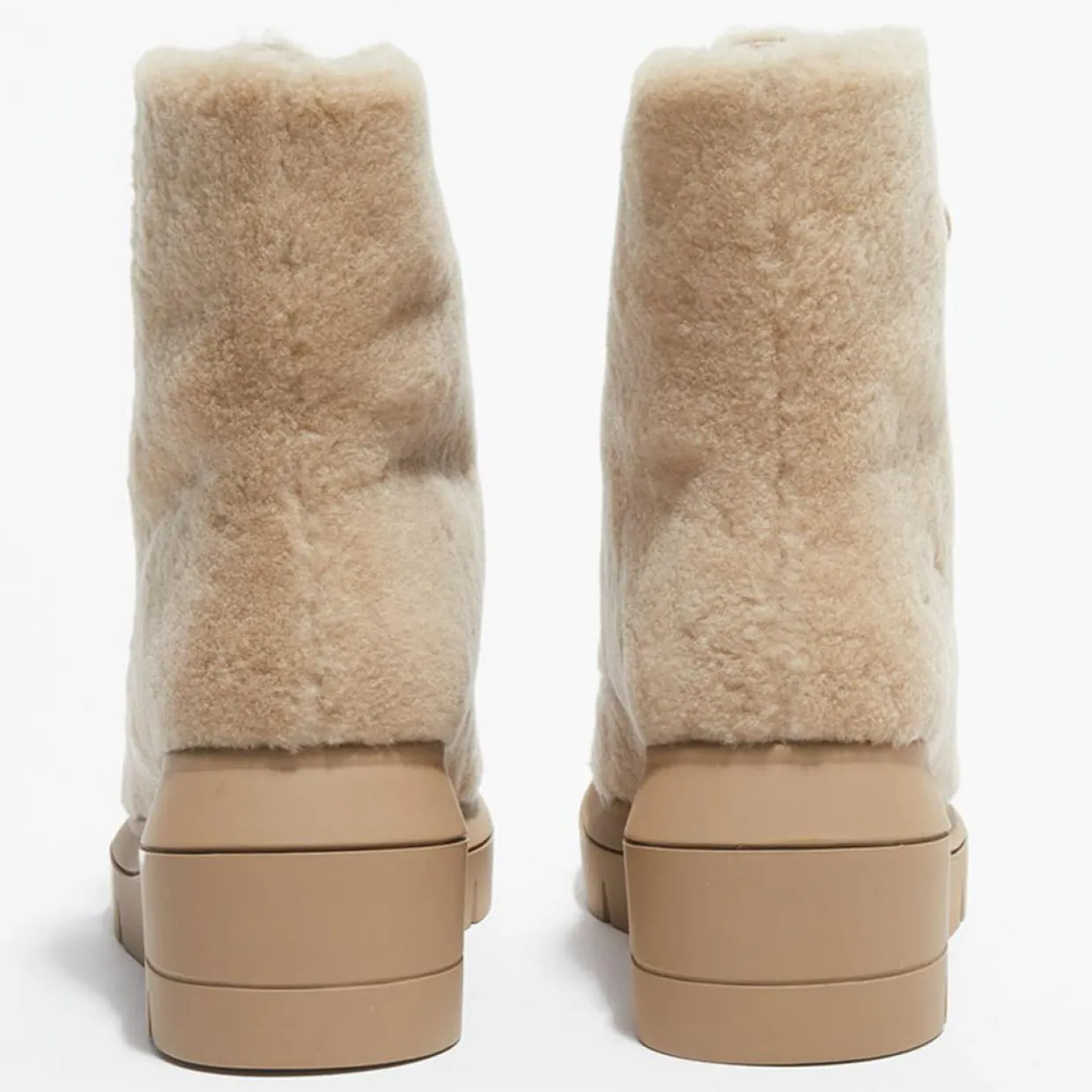 Femme Stuart Weitzman Bottines^Boots en Peau de Mouton Nisha beiges - Talon 7,5 cm
