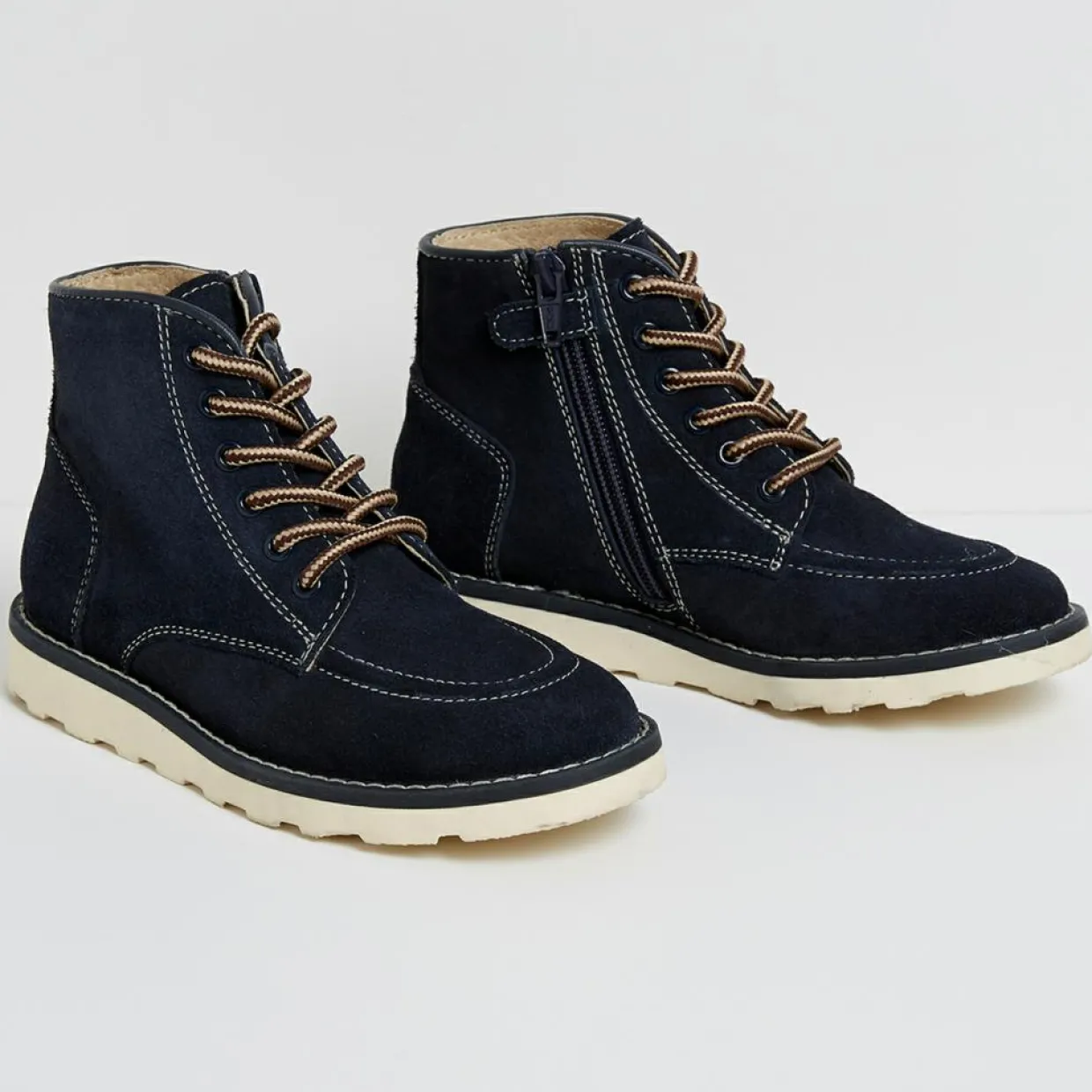 Boots en Velours de Cuir bleu nuit-Cyrillus Outlet