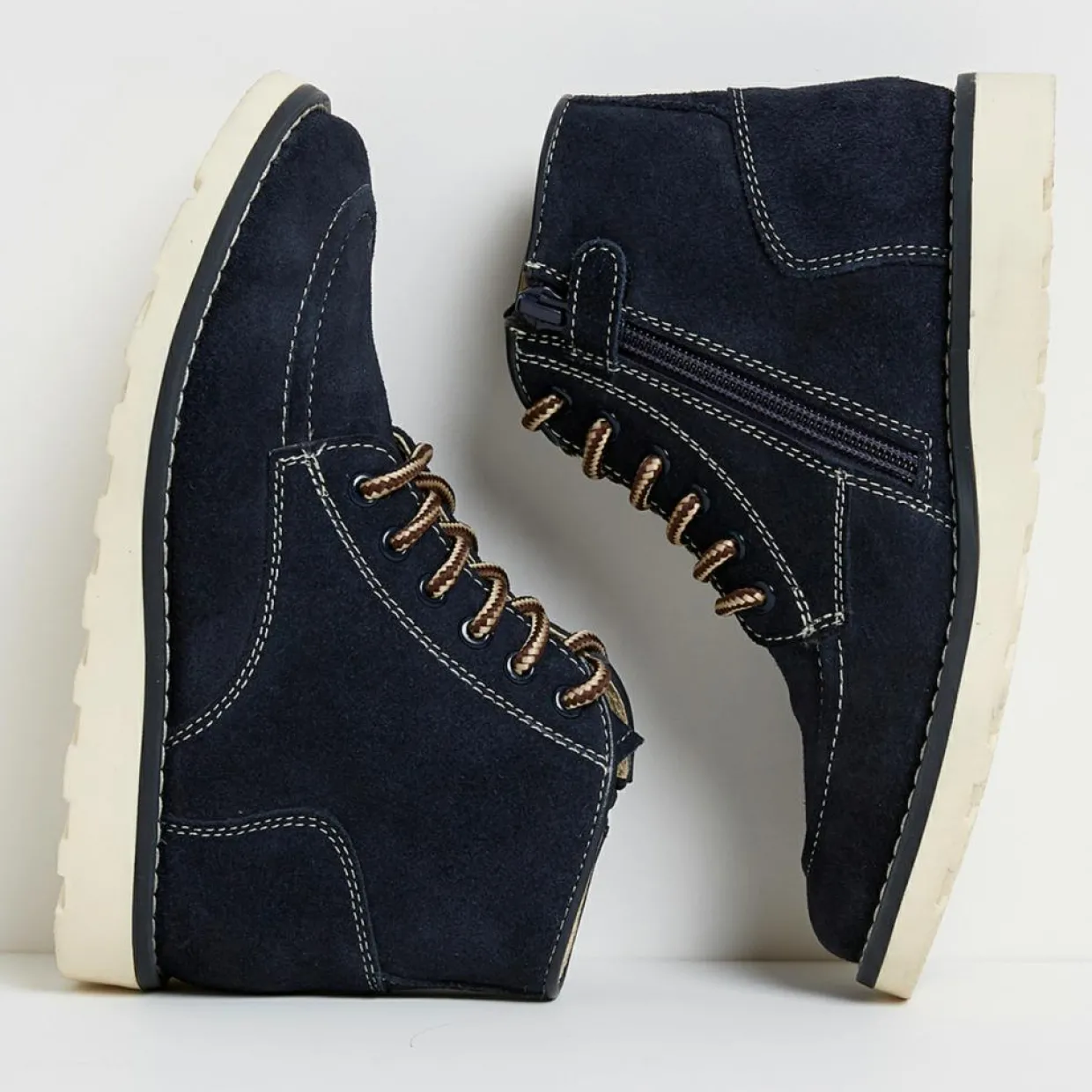 Boots en Velours de Cuir bleu nuit-Cyrillus Outlet