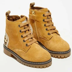 Enfant Apologie Fille^Boots en Velours de Cuir Nina moutarde