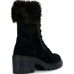 Boots en Velours de Cuir Damiana noires - Talon 6.5 cm-Geox Sale