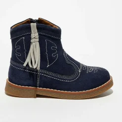 Enfant Apologie Fille^Boots en Velours de Cuir Anka marine
