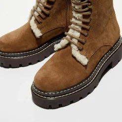 Boots fourrée lacets camel - Talon 5 cm-Galeries Lafayette Sale
