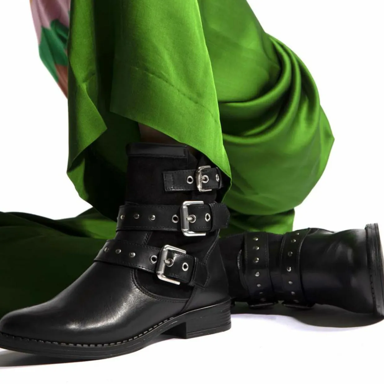 Femme Cosmoparis Bottines^Boots fourrées en Cuir et Velours de Cuir Fitelo noires