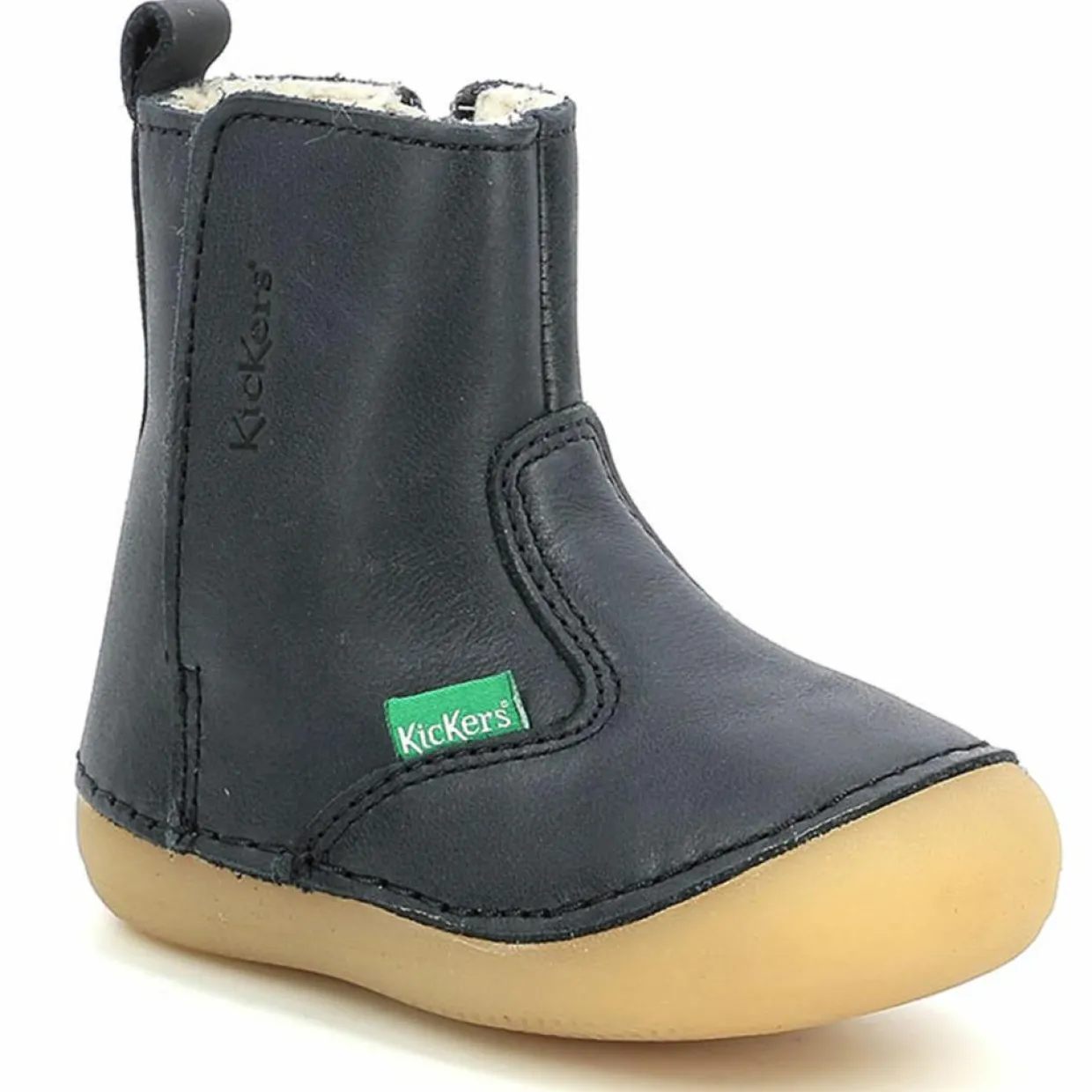 Enfant Kickers Bébé^Boots fourrées en Cuir Socool marine