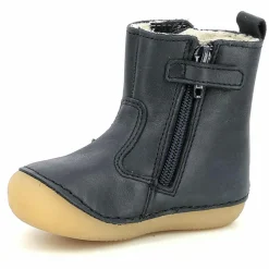 Enfant Kickers Bébé^Boots fourrées en Cuir Socool marine