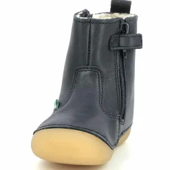 Enfant Kickers Bébé^Boots fourrées en Cuir Socool marine