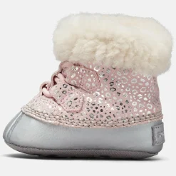 Boots fourrées en Velours de Cuir Caribootie motif léopard rose/argenté-Sorel Best