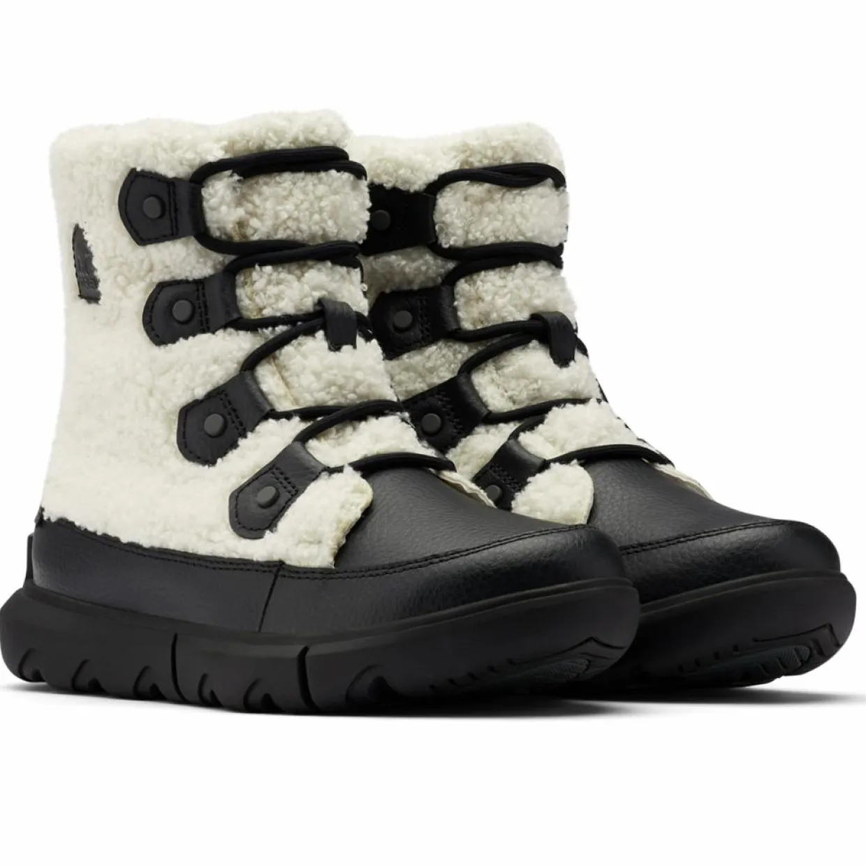 Boots fourrées imperméables Explorer™ II Joan Cozy blanc/noir-Sorel Discount