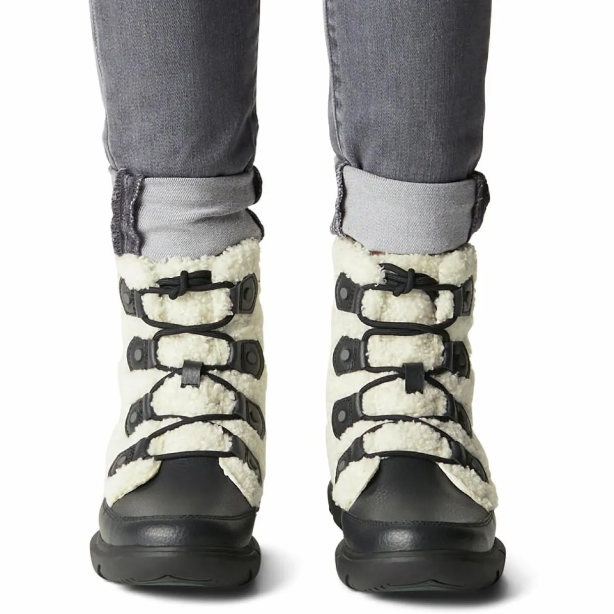 Boots fourrées imperméables Explorer™ II Joan Cozy blanc/noir-Sorel Discount
