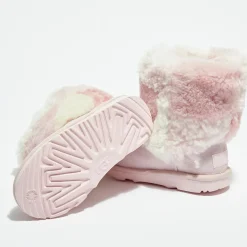 Enfant Ugg Bébé^Boots fourrées Laine & Fausse Fourrure en Velours de Cuir Classic Short Patchwork Fluff rose clair