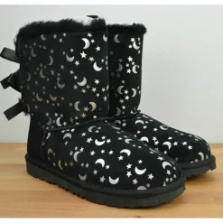 Boots fourrées Laine Bailey BoMoon motif étoiles noir/argenté-Ugg Outlet