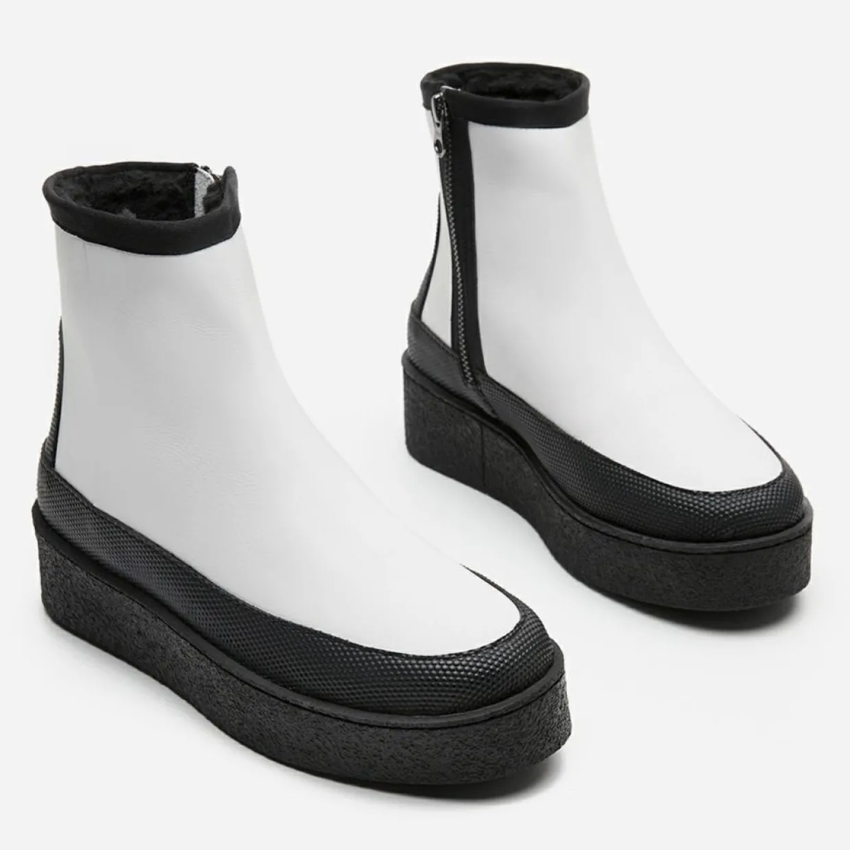 Femme Flattered Bottines^Boots fourrées Laine en Cuir Aria blanches