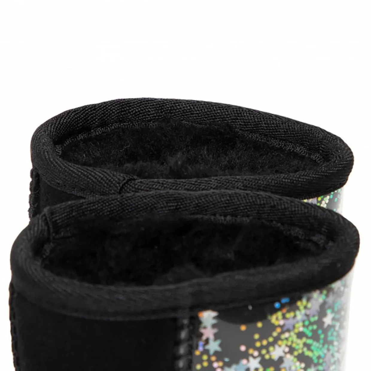 Enfant Ugg Bébé^Boots fourrées Laine en Velours de Cuir Glitter noires
