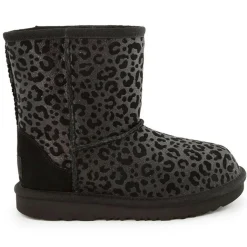 Enfant Ugg Bébé^Boots fourrées Laine en Velours de Cuir Classic II Glitter Léopard noires