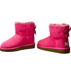 Enfant Ugg Bébé^Boots fourrées Laine en Velours de Cuir Mini Bailey Bow fuchsia