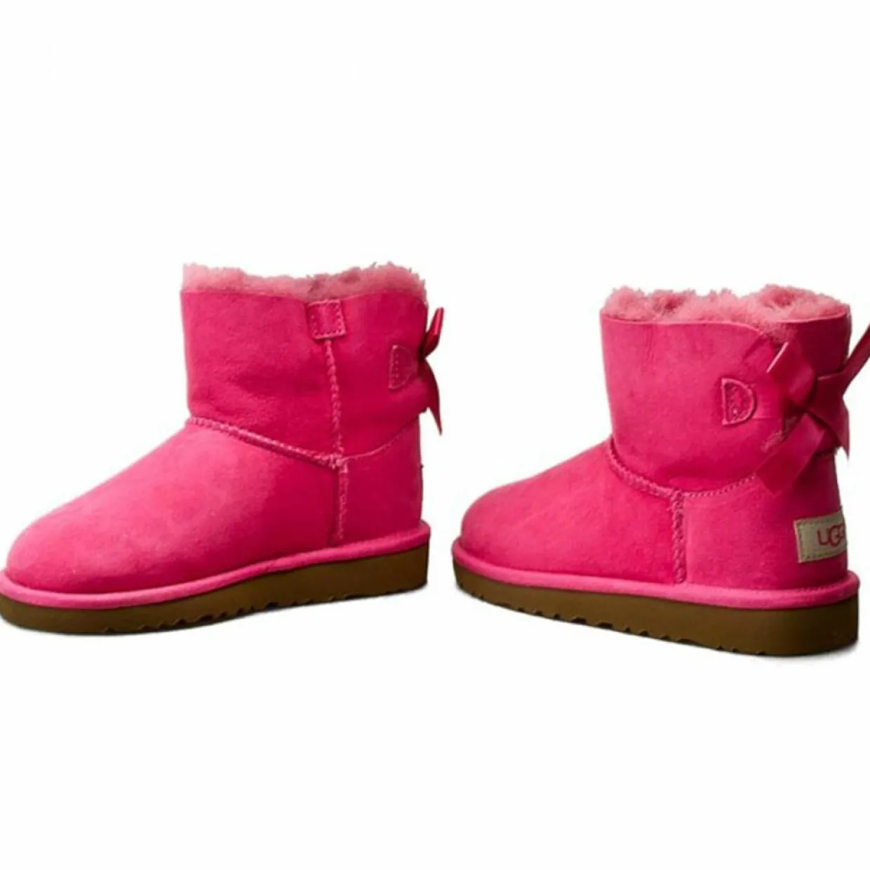 Enfant Ugg Bébé^Boots fourrées Laine en Velours de Cuir Mini Bailey Bow fuchsia