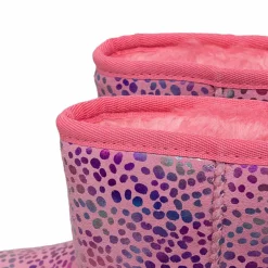 Enfant Ugg Fille^Boots fourrées Laine en Velours de Cuir Spots métallisé roses
