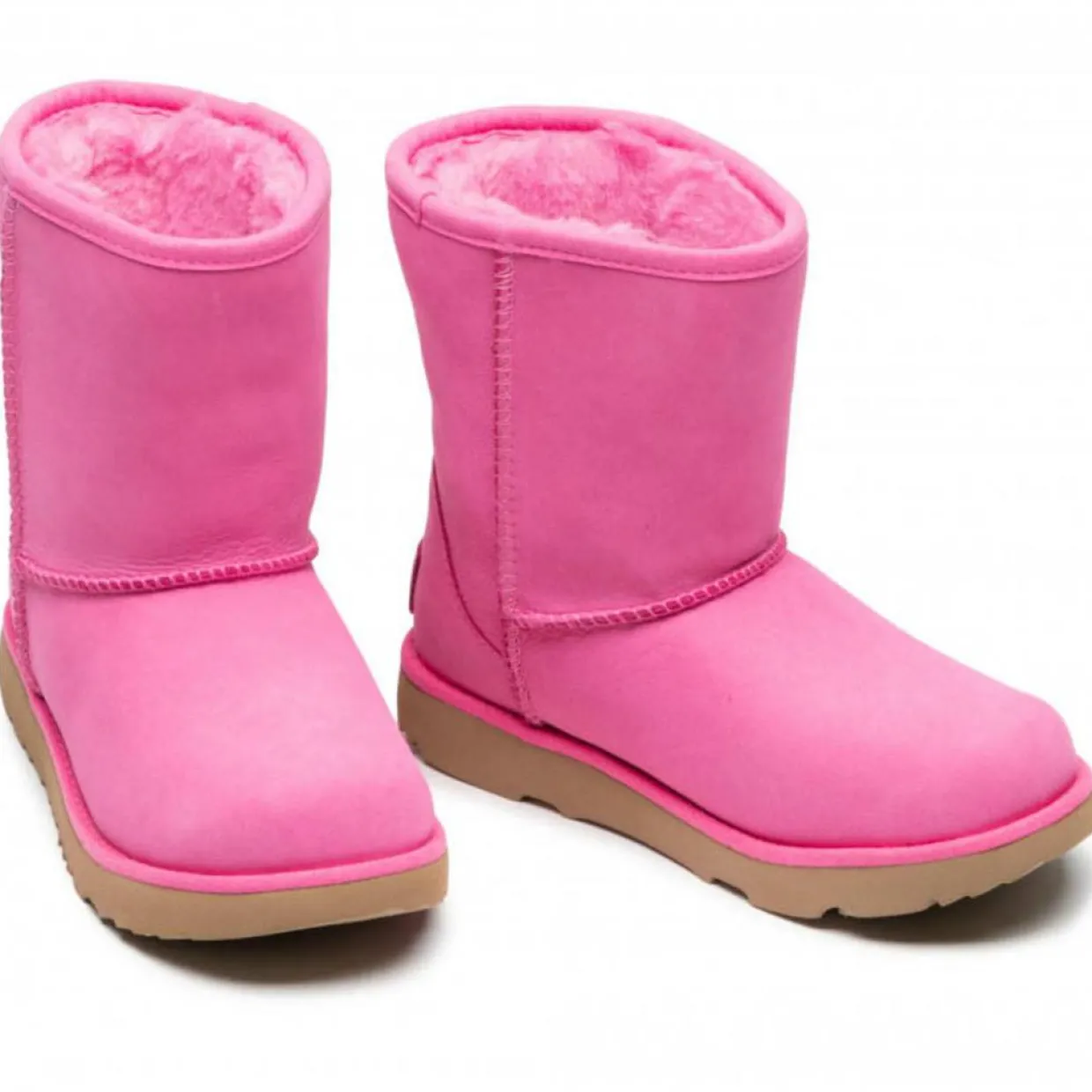 Enfant Ugg Fille^Boots fourrées Laine en Velours de Cuir Classic Weather Short roses