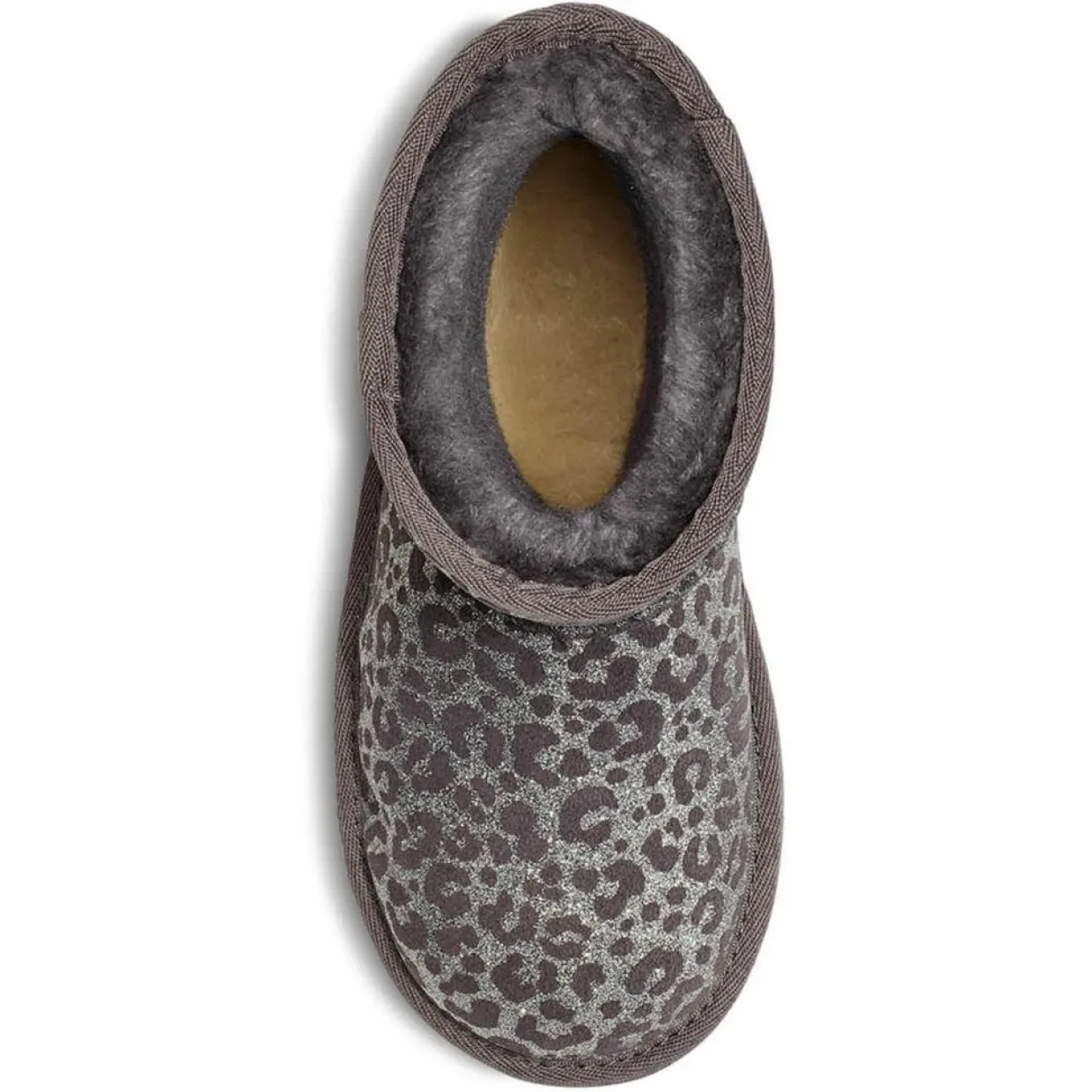 Boots fourrées Laine en Velours de Cuir Classic II Glitter Léopard grises-Ugg Online