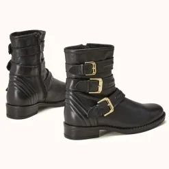 Femme Cosmoparis Bottines^Boots motardes en Cuir Futille noires