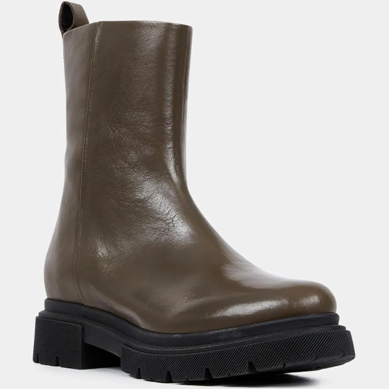 Femme Galeries Lafayette Bottines^Boots Pendra en Cuir lisse vert kaki