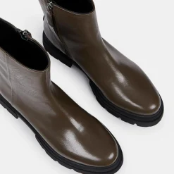 Femme Galeries Lafayette Bottines^Boots Pendra en Cuir lisse vert kaki