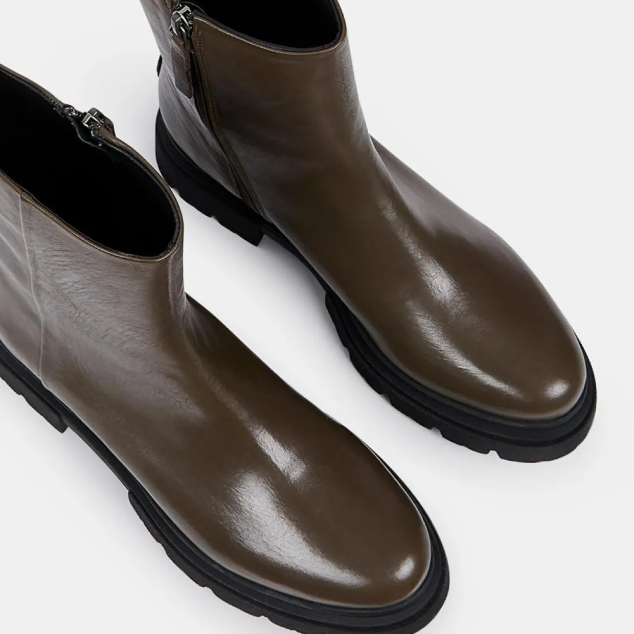 Femme Galeries Lafayette Bottines^Boots Pendra en Cuir lisse vert kaki