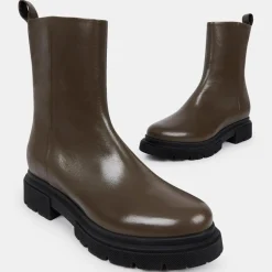 Femme Galeries Lafayette Bottines^Boots Pendra en Cuir lisse vert kaki