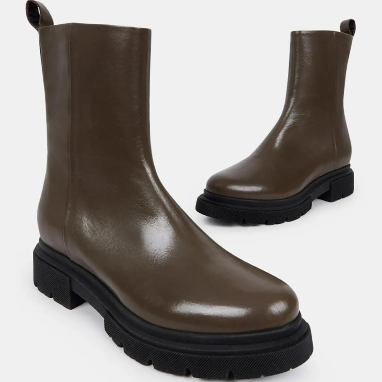 Femme Galeries Lafayette Bottines^Boots Pendra en Cuir lisse vert kaki