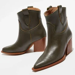 Boots santiags en Cuir Lila kaki - Talon 7,5 cm-Apologie Clearance