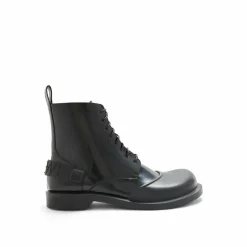 Bottes en cuir à lacets noires-Loewe Sale