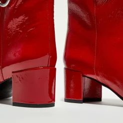 Bottes en Cuir Billi à multiples zips bordeaux - Talon 5 cm-Free Lance Best