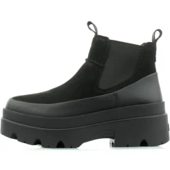 Femme Ugg Bottines^Bottes en Cuir Brisbane Chelsea noires - Talon 6.3 cm
