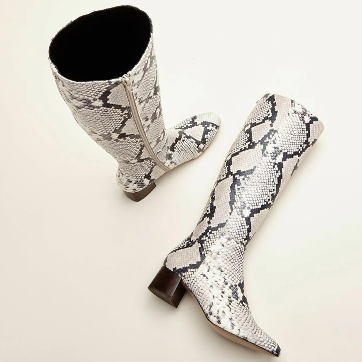 Femme Cosmoparis Bottes^Bottes en Cuir Carlotine façon animal gris/noir