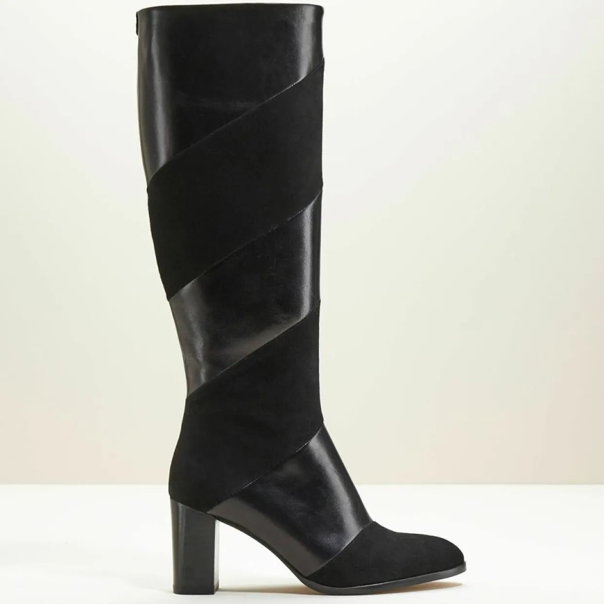 Femme Cosmoparis Bottes^Bottes en Cuir et Velours de Cuir Cleha noires - Talon 7 cm
