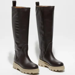 Bottes en Cuir Luna marron foncé-Flattered Sale