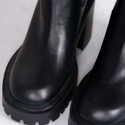 Bottes en Cuir noires - Talon 8 cm-Vic Matie Discount