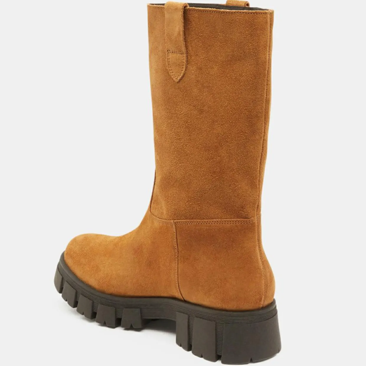 Femme Galeries Lafayette Bottines^Bottes en Cuir semelle épaisse camel - Talon 4 cm