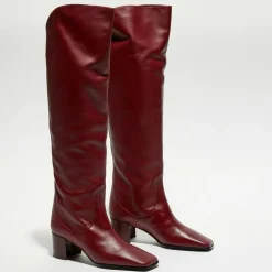 Bottes en Cuir Tessa bordeaux - Talon 5 cm-Free Lance Sale