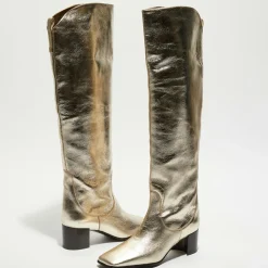 Femme Free Lance Bottes^Bottes en Cuir Tessa champagne - Talon 5 cm